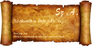 Szabadka Adrián névjegykártya